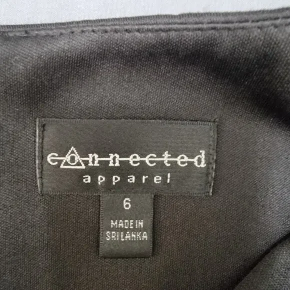 Connected Apparel Bodycon Dress 6 Black Red Floral Appliqué Party - Picture 7 of 11